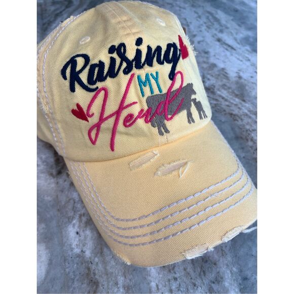 Yellow Baseball Cap Monogrammed Raising My Herd #mothers day - Picture 3 of 4
